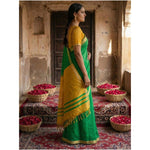 Load image into Gallery viewer, Women's Cotton Printed Saree With Unstitched Blouse 5.5Mtr (Green)
