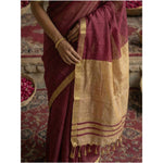 Load image into Gallery viewer, Women's Cotton Printed Saree With Unstitched Blouse 5.5Mtr (Wine)
