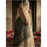 Load image into Gallery viewer, Women's Cotton Printed Saree With Unstitched Blouse 5.5Mtr (Beige)
