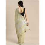 Load image into Gallery viewer, Women's Linen Cotton Printed Saree With Unstitched Blouse 5.5Mtr (Olive Green)
