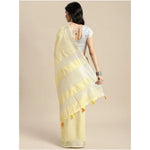 Load image into Gallery viewer, Women's Linen Cotton Printed Saree With Unstitched Blouse 5.5Mtr (Yellow)
