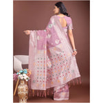 Load image into Gallery viewer, Women's Linen Cotton Printed Saree With Unstitched Blouse 5.5Mtr (Purple)
