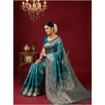 Load image into Gallery viewer, Women's Silk Blend Printed Saree With Unstitched Blouse 5.5Mtr (Sea Green)
