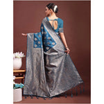Load image into Gallery viewer, Women's Banarasi Silk Printed Saree With Unstitched Blouse 5.5Mtr (Teal Blue)
