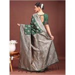Load image into Gallery viewer, Women's Banarasi Silk Printed Saree With Unstitched Blouse 5.5Mtr (Dark Green)
