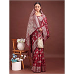 Load image into Gallery viewer, Women's Banarasi Silk Printed Saree With Unstitched Blouse 5.5Mtr (Maroon)
