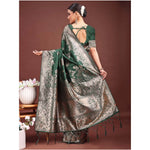 Load image into Gallery viewer, Women's Banarasi Silk Printed Saree With Unstitched Blouse 5.5Mtr (Dark Green)
