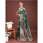 Load image into Gallery viewer, Women's Banarasi Silk Printed Saree With Unstitched Blouse 5.5Mtr (Dark Green)
