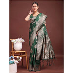Load image into Gallery viewer, Women's Banarasi Silk Printed Saree With Unstitched Blouse 5.5Mtr (Dark Green)

