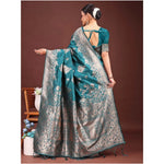 Load image into Gallery viewer, Women's Banarasi Silk Printed Saree With Unstitched Blouse 5.5Mtr (Sea Green)
