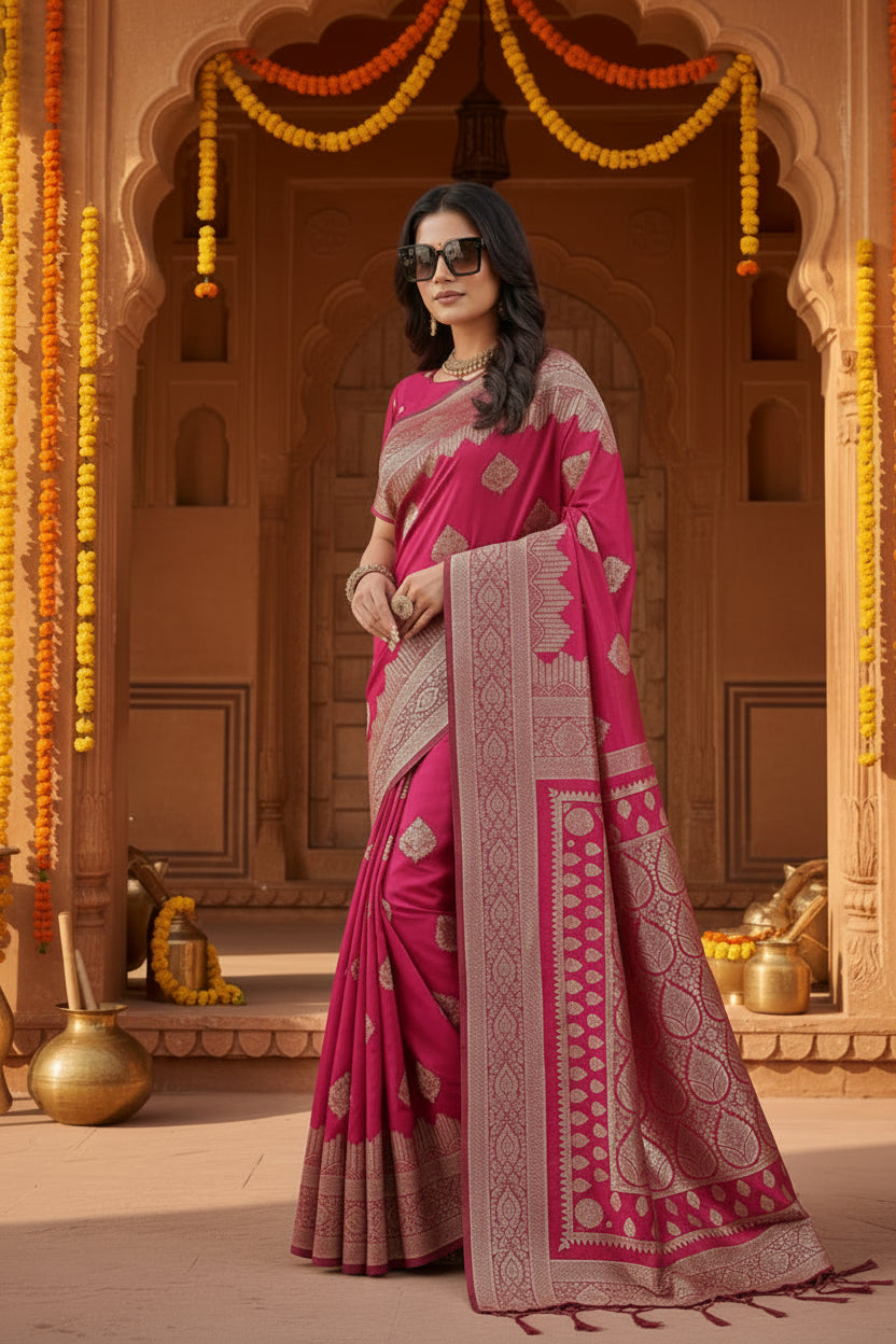 Pid 65268 women s silk blend printed saree with unstitched blouse 5 5 mtr magenta 1 1000x1000_1_c4cb99bf 3aae 42af b340 a46fff325330