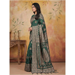 Load image into Gallery viewer, Women's Silk Blend Printed Saree With Unstitched Blouse 5.5Mtr (Green)
