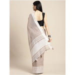 Load image into Gallery viewer, Women's Linen Printed Saree With Unstitched Blouse 5.5Mtr (Beige)
