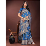 Load image into Gallery viewer, Women's Silk Printed Saree With Unstitched Blouse 5.5Mtr (Sky Blue)
