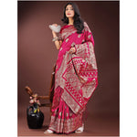 Load image into Gallery viewer, Women's Silk Printed Saree With Unstitched Blouse 5.5Mtr (Magenta)
