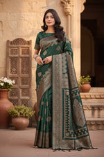 Load image into Gallery viewer, Women's Silk Printed Saree With Unstitched Blouse 5.5Mtr (Green)
