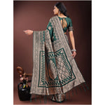 Load image into Gallery viewer, Women's Silk Printed Saree With Unstitched Blouse 5.5Mtr (Green)
