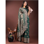 Load image into Gallery viewer, Women's Silk Printed Saree With Unstitched Blouse 5.5Mtr (Green)
