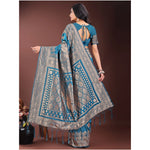 Load image into Gallery viewer, Women's Silk Printed Saree With Unstitched Blouse 5.5Mtr (Teal)
