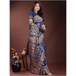 Load image into Gallery viewer, Women's Silk Printed Saree With Unstitched Blouse 5.5Mtr (Navy Blue)
