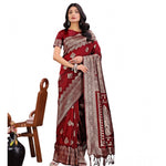 Load image into Gallery viewer, Women's Silk Printed Saree With Unstitched Blouse 5.5Mtr (Maroon)
