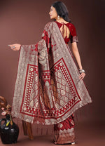 Load image into Gallery viewer, Women's Silk Printed Saree With Unstitched Blouse 5.5Mtr (Maroon)

