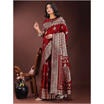 Load image into Gallery viewer, Women's Silk Printed Saree With Unstitched Blouse 5.5Mtr (Maroon)
