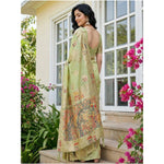 Load image into Gallery viewer, Women's Linen Cotton Printed Saree With Unstitched Blouse 5.5Mtr (Light Green)
