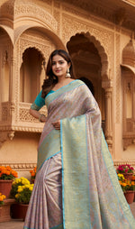 Load image into Gallery viewer, Women's Jacquard Saree With Unstitched Blouse 5.5Mtr (Multicolor)
