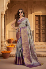 Load image into Gallery viewer, Women's Jacquard Saree With Unstitched Blouse 5.5Mtr (Multicolor)
