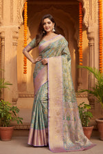 Load image into Gallery viewer, Women's Jacquard Saree With Unstitched Blouse 5.5Mtr (Multicolor)
