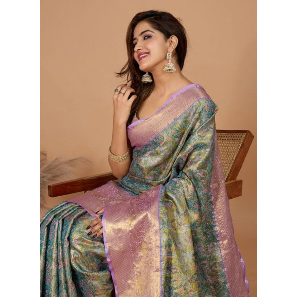 Women's Jacquard Saree With Unstitched Blouse 5.5Mtr (Multicolor)
