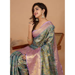 Load image into Gallery viewer, Women's Jacquard Saree With Unstitched Blouse 5.5Mtr (Multicolor)
