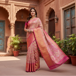 Load image into Gallery viewer, Women's Jacquard Saree With Unstitched Blouse 5.5Mtr (Pink)
