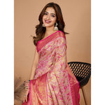 Load image into Gallery viewer, Women's Jacquard Saree With Unstitched Blouse 5.5Mtr (Pink)

