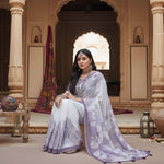 Load image into Gallery viewer, Women's Georgette Floral Printed Saree With Unstitched Blouse 5.5Mtr (Lavender)
