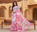 Load image into Gallery viewer, Women's Georgette Floral Printed Saree With Unstitched Blouse 5.5Mtr (Pink)
