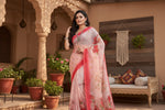 Load image into Gallery viewer, Women's Georgette Floral Printed Saree With Unstitched Blouse 5.5Mtr (Red)

