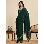 Load image into Gallery viewer, Women's Georgette Printed Saree With Unstitched Blouse 5.5Mtr (Green)
