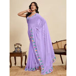 Load image into Gallery viewer, Women's Georgette Printed Saree With Unstitched Blouse 5.5Mtr (Lavender)
