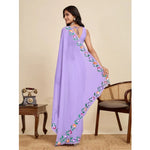 Load image into Gallery viewer, Women's Georgette Printed Saree With Unstitched Blouse 5.5Mtr (Lavender)

