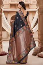 Load image into Gallery viewer, Women's Faux_Banarasi_Silk Woven Saree With Unstitched Blouse 5.5Mtr (Black)
