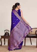 Load image into Gallery viewer, Women's Jacquard Woven Saree With Unstitched Blouse 5.5Mtr (Blue)
