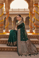 Load image into Gallery viewer, Women's Jacquard Woven Saree With Unstitched Blouse 5.5Mtr (Green)
