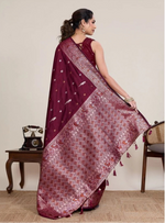 Load image into Gallery viewer, Women's Jacquard Woven Saree With Unstitched Blouse 5.5Mtr (Maroon)
