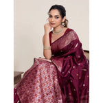 Load image into Gallery viewer, Women's Jacquard Woven Saree With Unstitched Blouse 5.5Mtr (Maroon)
