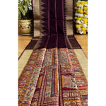 Load image into Gallery viewer, Women's Tussar Silk Madhubani Saree With Unstitched Blouse 5.5Mtr (Coffee)
