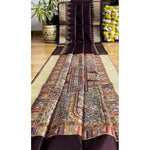 Load image into Gallery viewer, Women's Tussar Silk Madhubani Saree With Unstitched Blouse 5.5Mtr (Coffee)
