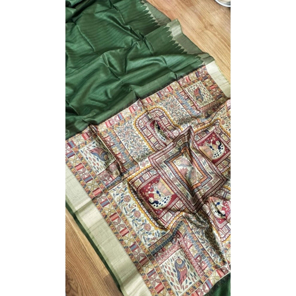 Pid 65624 generic women s tussar silk madhubani saree with unstitched blouse 5 5 mtr green 2 1000x1000