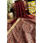 Load image into Gallery viewer, Women's Tussar Silk Madhubani Saree With Unstitched Blouse 5.5Mtr (Maroon)
